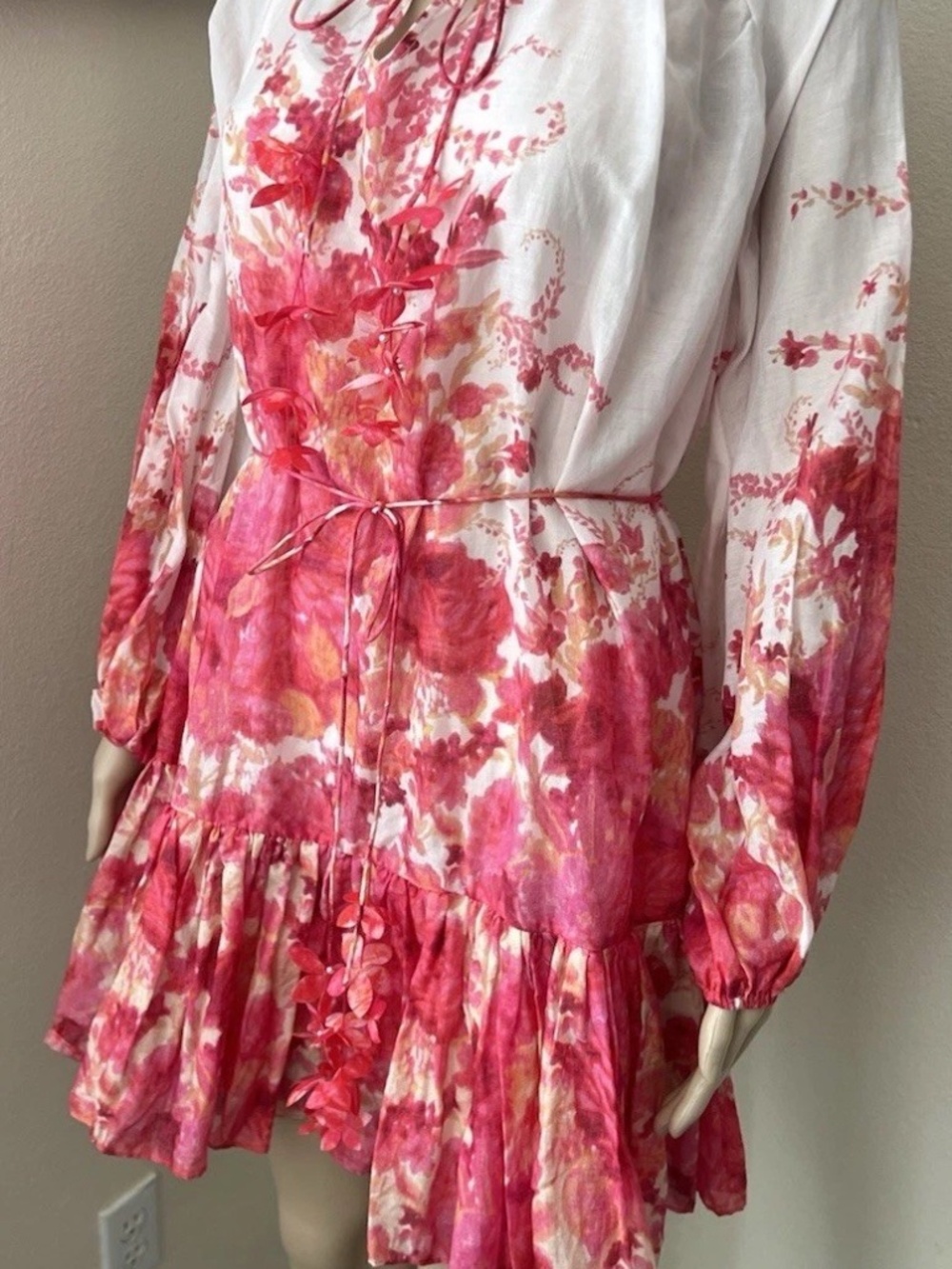 ZIMMERMANN High Tide Lantern Mini Dress $1,100 Floral Ruffle Tiered 0 AU - US 4 - Picture 8 of 12